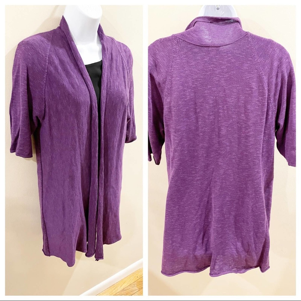 Eileen Fisher Linen Open Cardigan Purple Medium - Picture 3 of 14